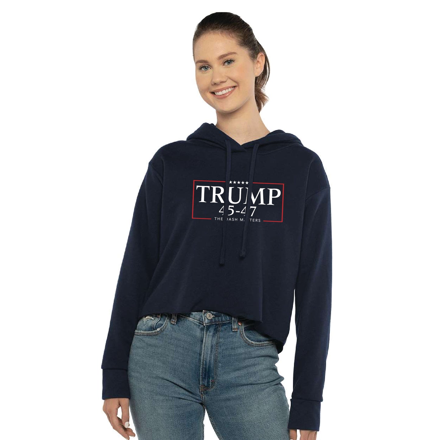 TRUMP - 45-47 - The Dash Matters Collection - Women's Sueded Raw Edge Crop Hoodie