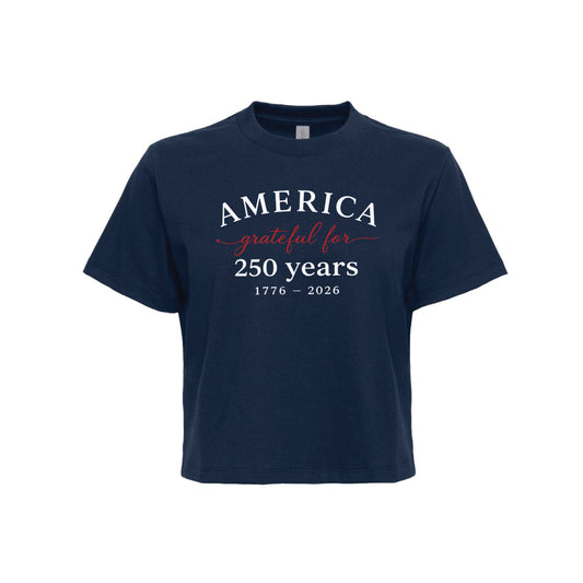 America Grateful for 250 Years Women's Heavyweight Boxy Tee