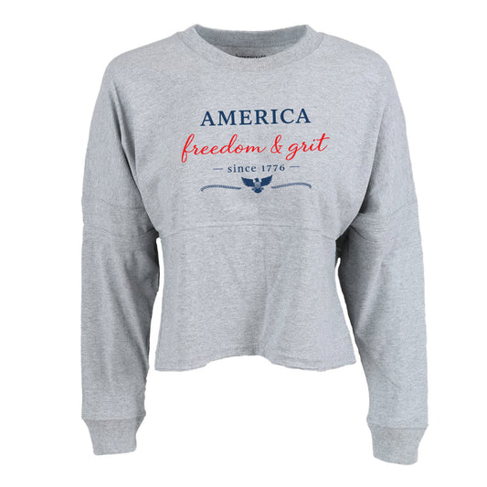 America Freedom & Grit Since 1776 Women's Cropped Retro Jersey