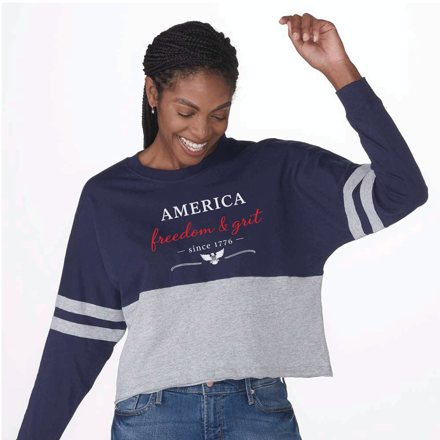 America Freedom & Grit Since 1776 Women's Cropped Retro Jersey