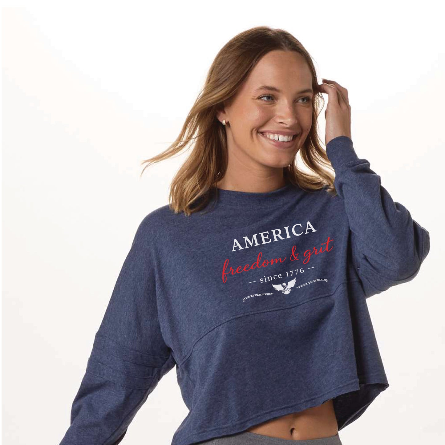 America Freedom & Grit Since 1776 Women's Cropped Retro Jersey