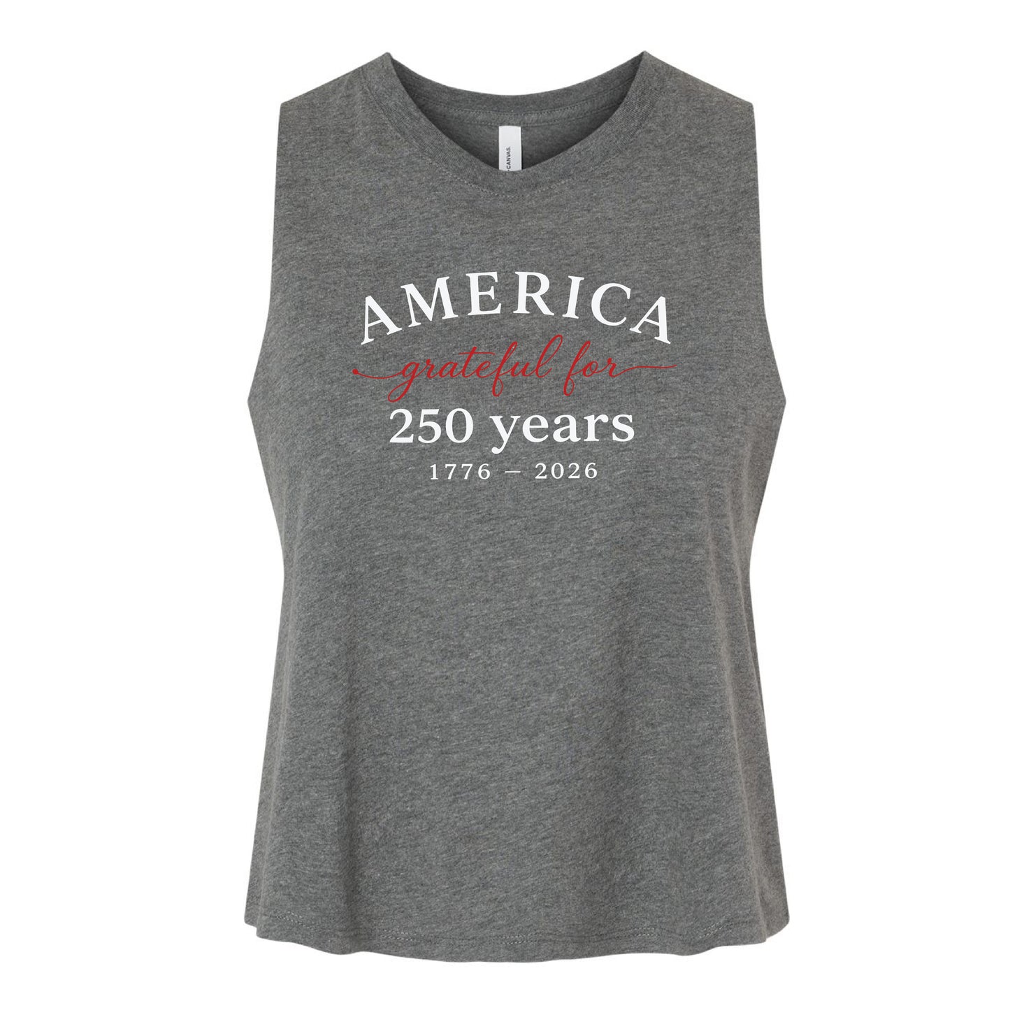 America Grateful for 250 Years Women's Racerback Crop Tank