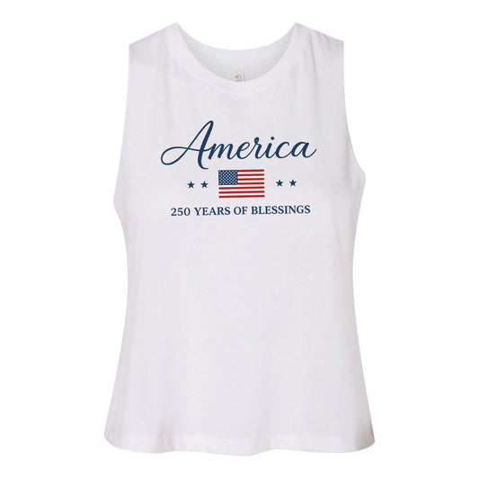 America 250 Years of Blessings Women's Racerback Crop Tank