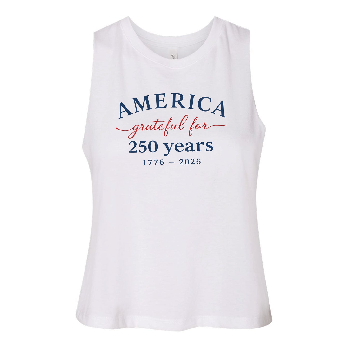 America Grateful for 250 Years Women's Racerback Crop Tank