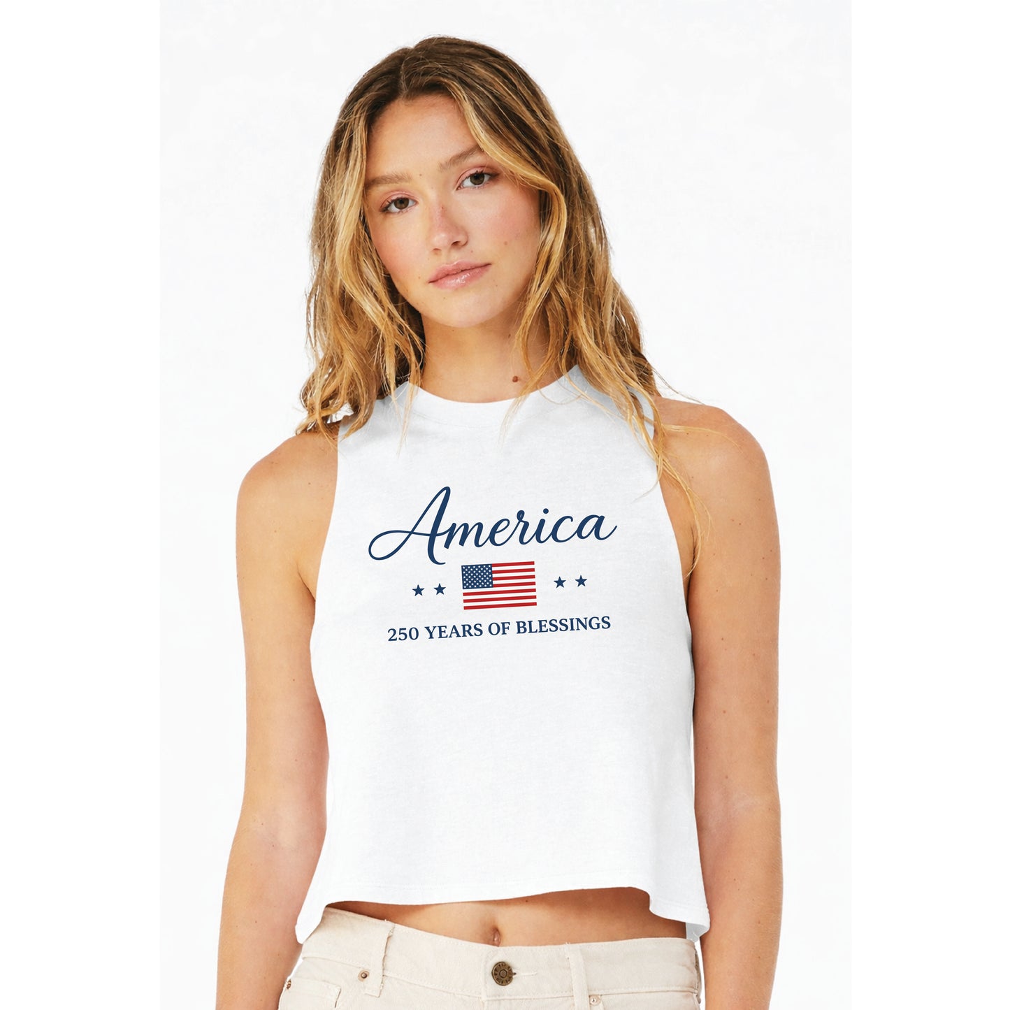 America 250 Years of Blessings Women's Racerback Crop Tank