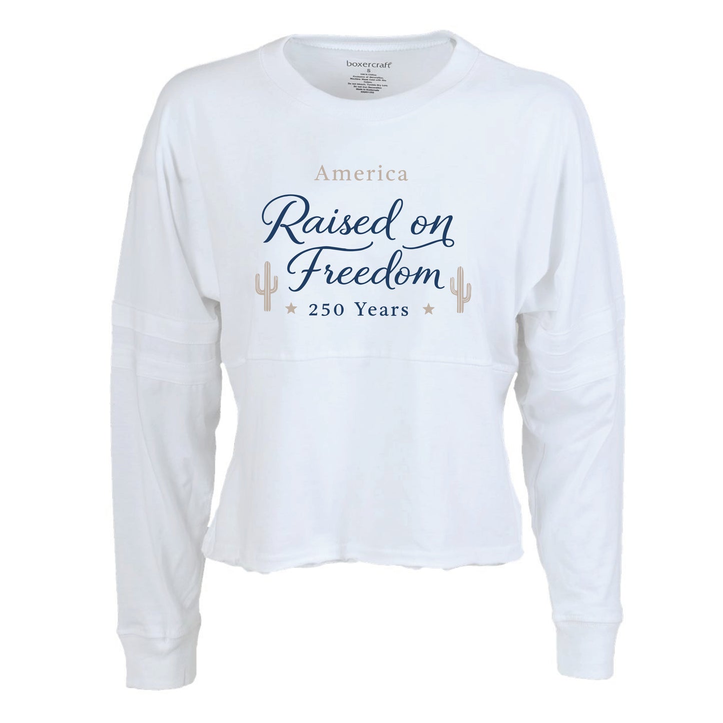 America Raised on Freedom 250 Years Women's Cropped Retro Jersey