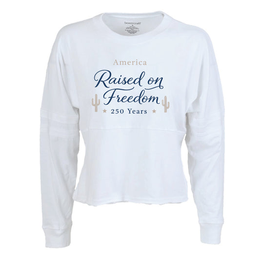 America Raised on Freedom 250 Years Women's Cropped Retro Jersey
