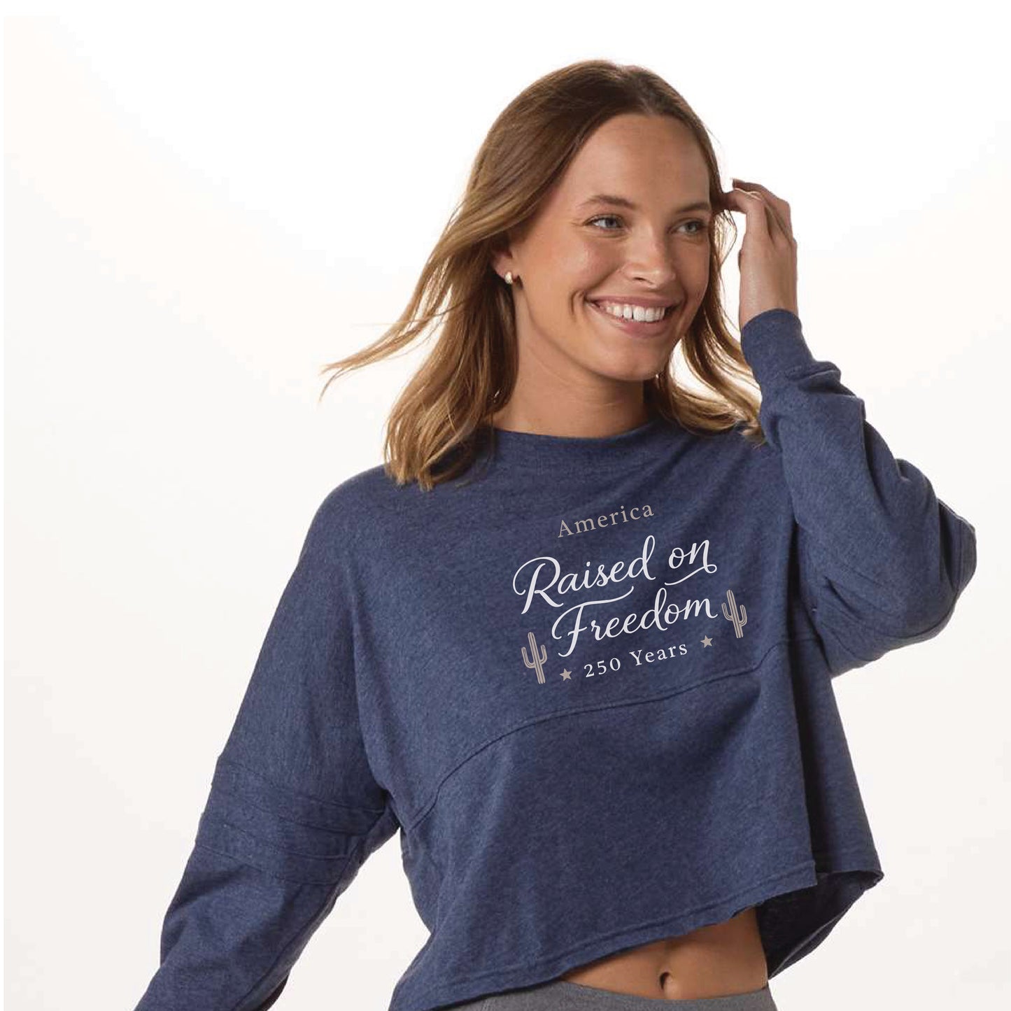 America Raised on Freedom 250 Years Women's Cropped Retro Jersey