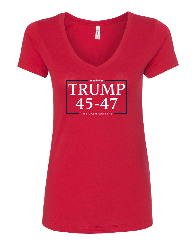 TRUMP - 45-47 - The Dash Matters Collection - Women's Ideal V-Neck T-Shirt