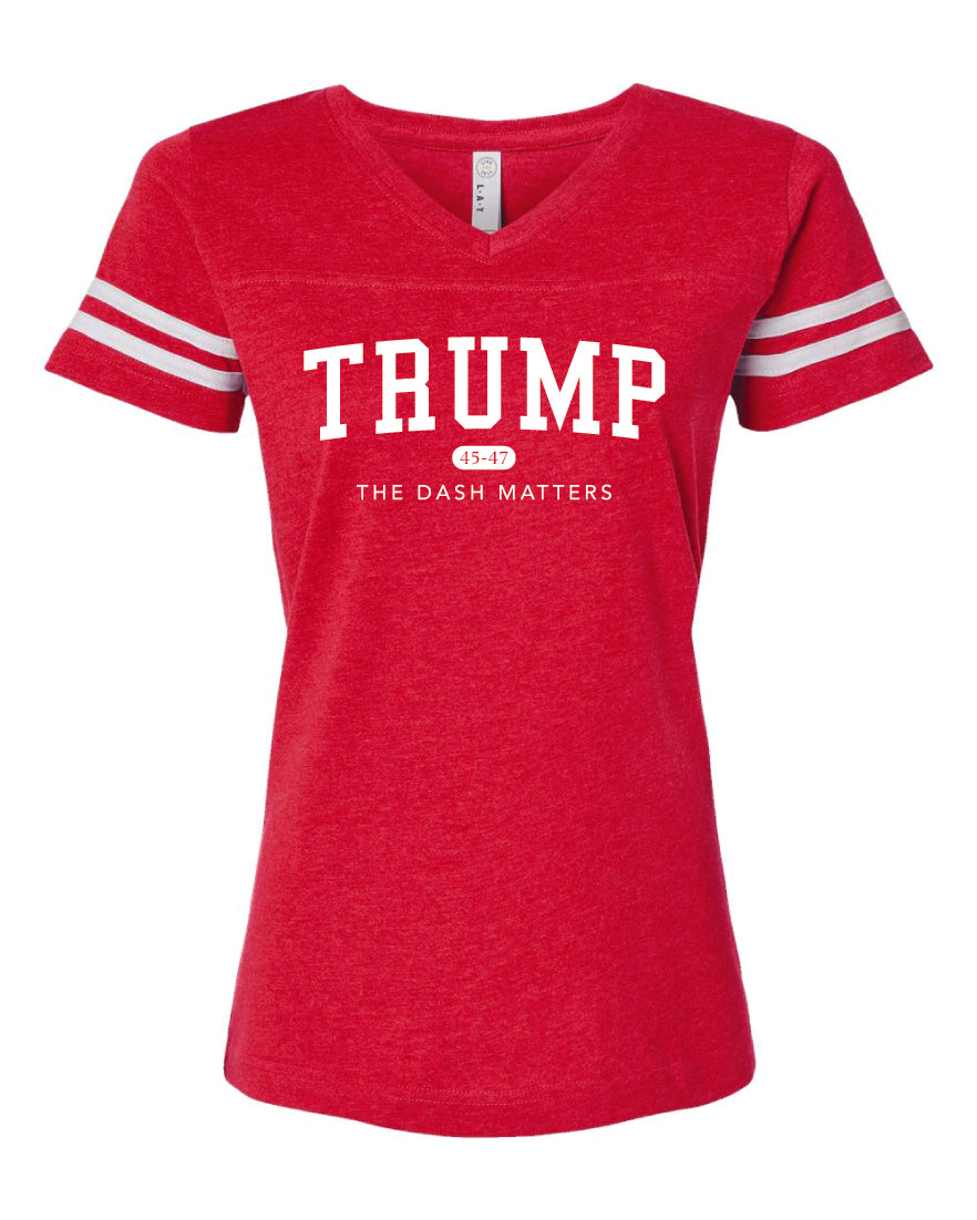 TRUMP 45-47 Alumni Collection - Women's Football V-Neck Fine Jersey Tee