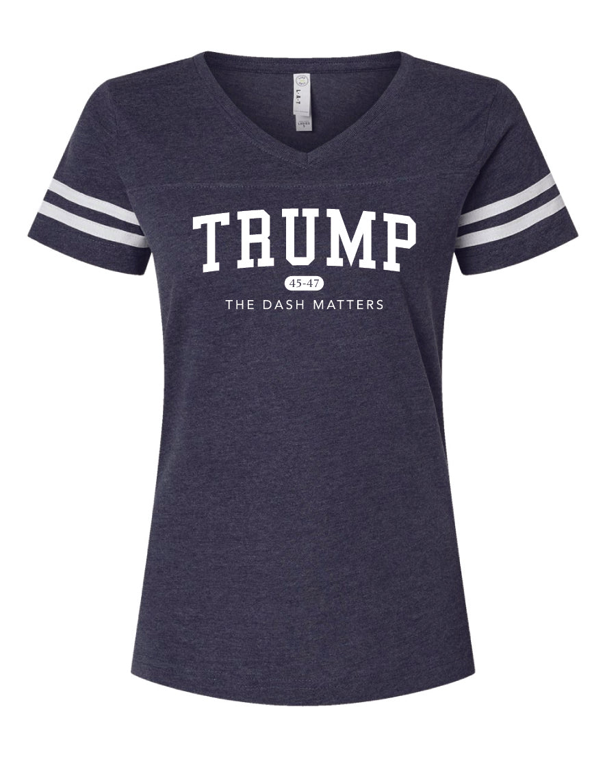 TRUMP 45-47 Alumni Collection - Women's Football V-Neck Fine Jersey Tee