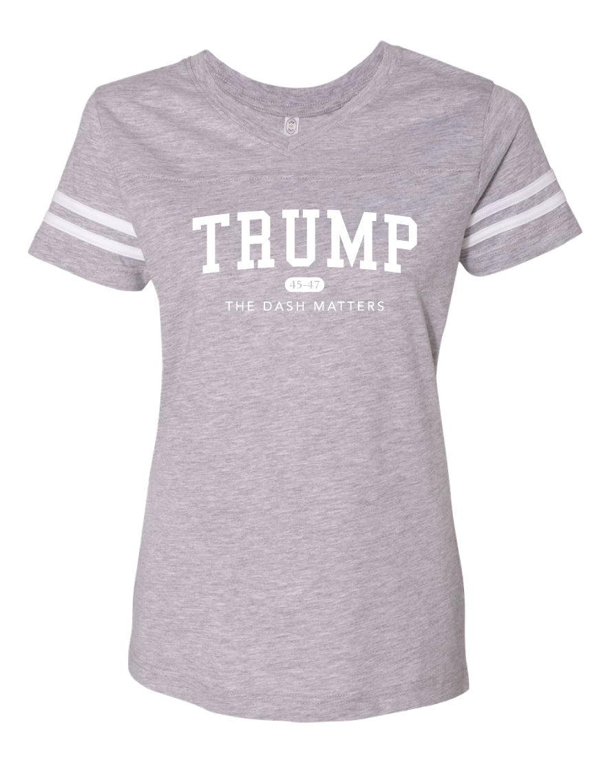 TRUMP 45-47 Alumni Collection - Women's Football V-Neck Fine Jersey Tee