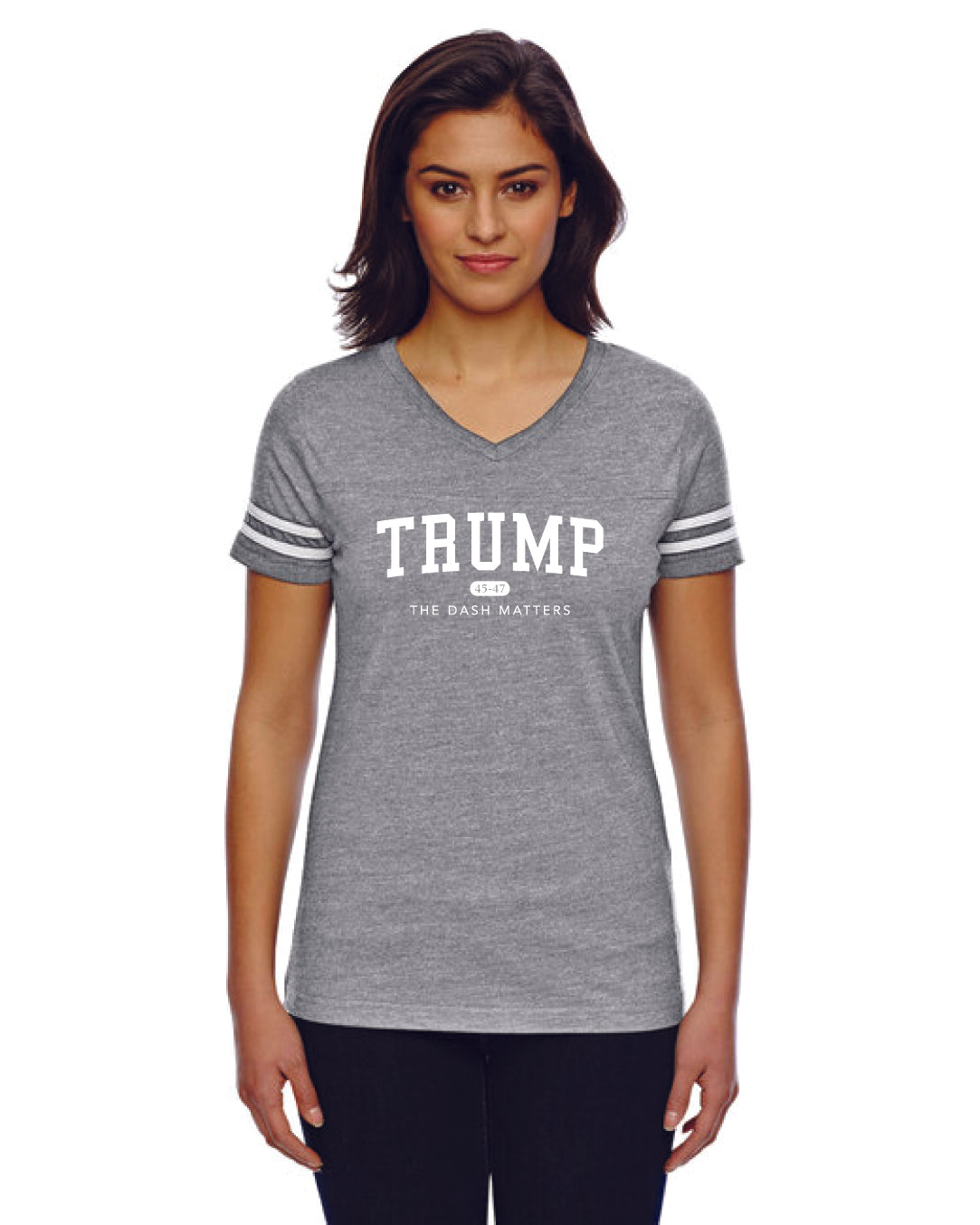 TRUMP 45-47 Alumni Collection - Women's Football V-Neck Fine Jersey Tee