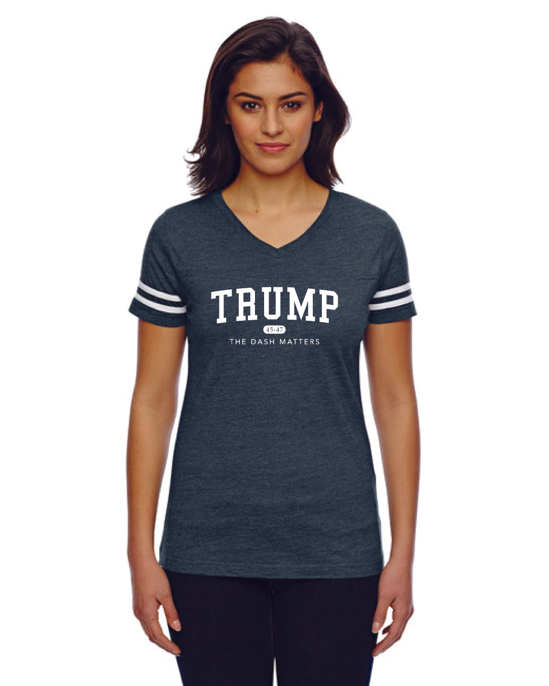 TRUMP 45-47 Alumni Collection - Women's Football V-Neck Fine Jersey Tee