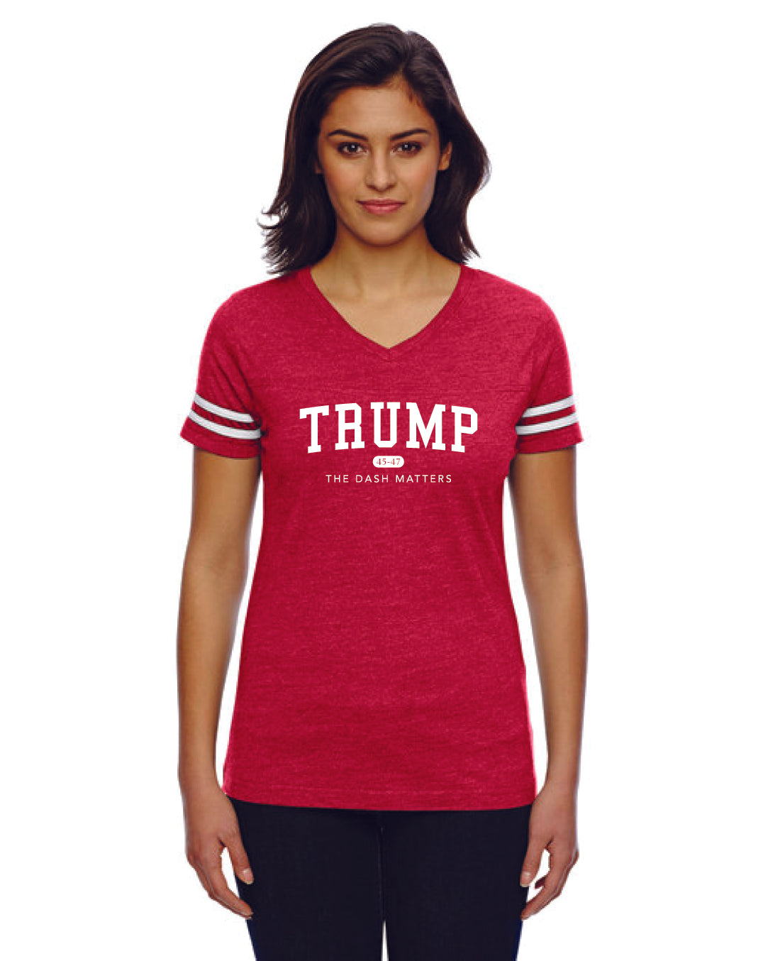 TRUMP 45-47 Alumni Collection - Women's Football V-Neck Fine Jersey Tee