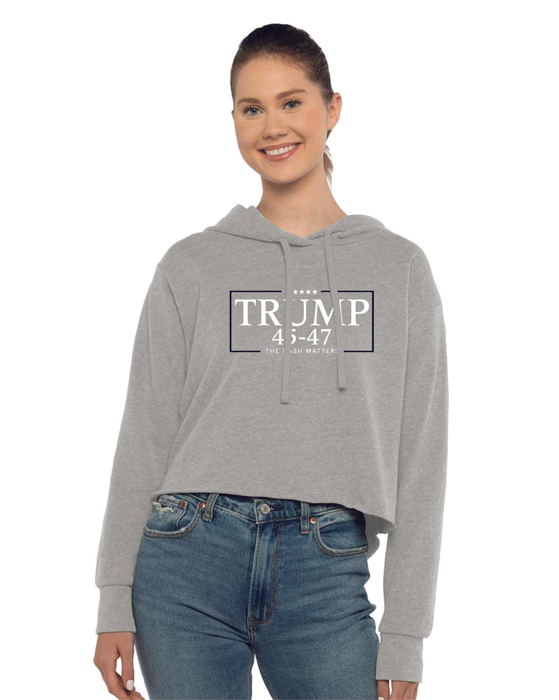 TRUMP - 45-47 - The Dash Matters Collection - Women's Sueded Raw Edge Crop Hoodie