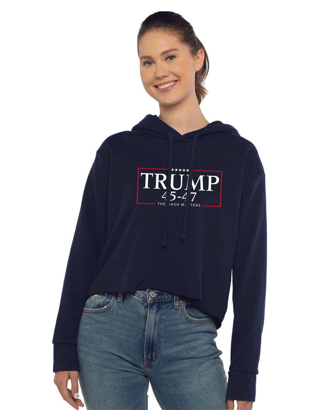 TRUMP - 45-47 - The Dash Matters Collection - Women's Sueded Raw Edge Crop Hoodie