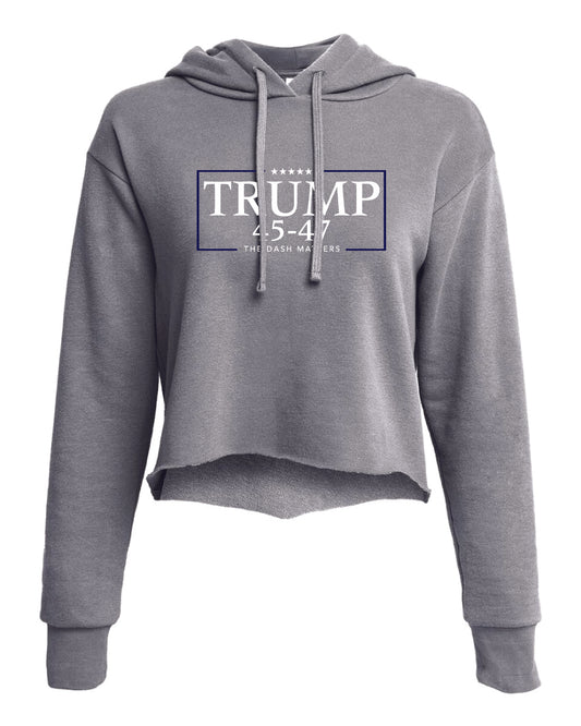 TRUMP - 45-47 - The Dash Matters Collection - Women's Sueded Raw Edge Crop Hoodie