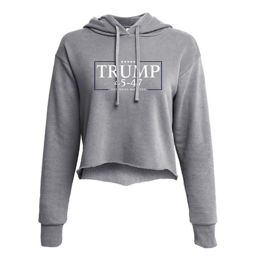 TRUMP - 45-47 - The Dash Matters Collection - Women's Sueded Raw Edge Crop Hoodie