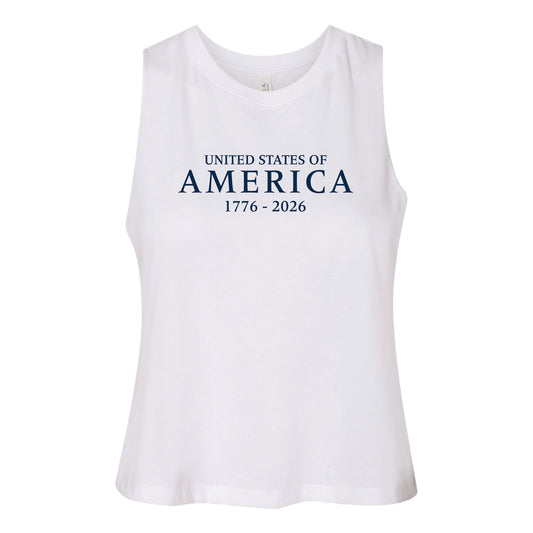 United States of America 1776–2026 Tribute Women's Racerback Crop Tank